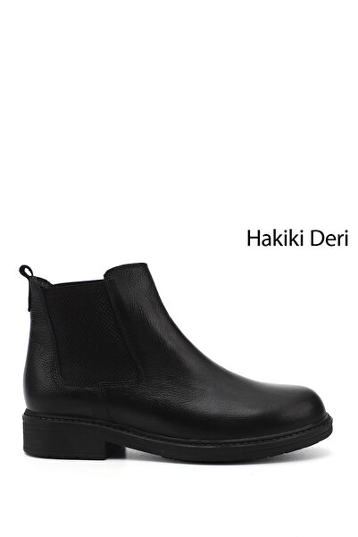 GÖNDERİ(R) Women/Girls Black Floater Rubber Sole Genuine Leather Chelsea Boots