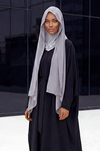 Aisha's Design Tesettür Boneli Pratik Şifon Şal,Gri,PS-46