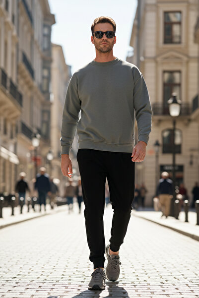 Buratti عادية تناسب طاقم الرقبة القطن مشعر من الداخل لينة مضلع العرق الرجال S...