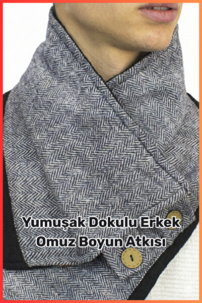 Ankaflex ناعم الملمس من الداخل، من الصوف من الخارج، وشاح للرقبة على الكتف للرجال مختوم، وشاح شتوي مفيد يحافظ على دفء الرقبة