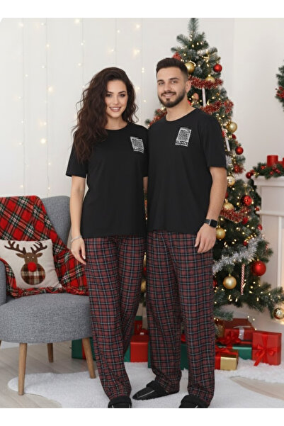 Tunicom Yılbaşı Aile kombini pijama takımı 1 adet erkek pijama takımı