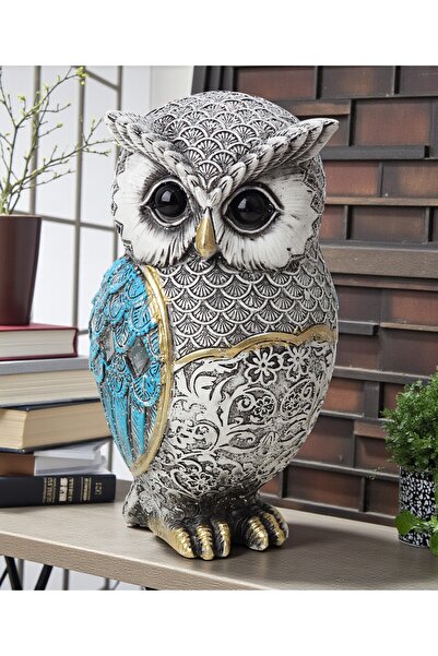 e-life shop Lüks Motif & Ayna İşlemeli Baykuş Heykeli Dekoratif Biblo 17 cm |...