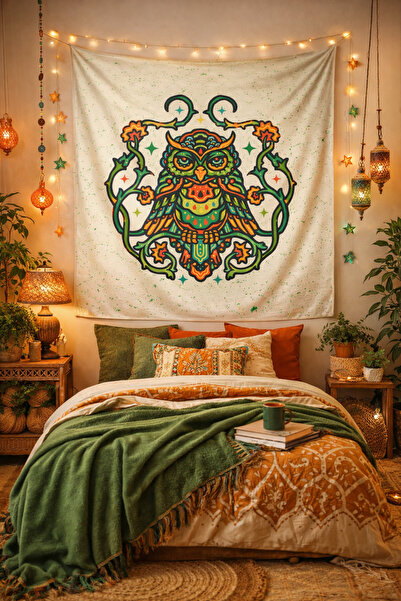 ALAMODECOR Tapiserie de perete model Bufniță (100X100, 140X140) / Covor de pe...