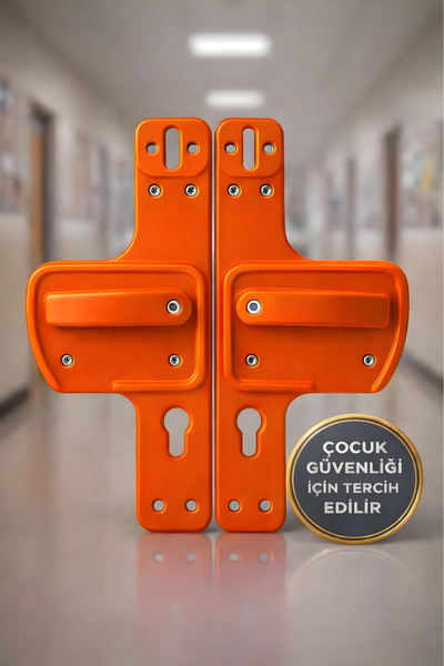 Life 360 Bariyerli Kapı Kolu | TURUNCU | Çocuk Güvenlikli | Okul, Kreş ve Eğitim Alanlarına Uygun | Kırılmaz