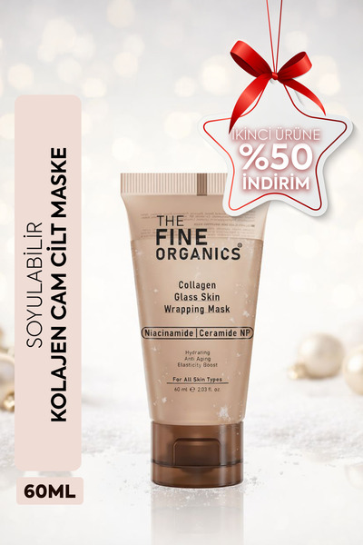 THE FINE ORGANICS Soyulabilir Kolajen Cam Cilt Maskesi, 1 Saat İçerisinde Etkili Niacinamide&Ceramide NP Kolajen Maske