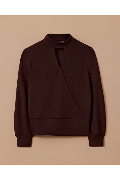 SEÇİL Bluză tricotată cu guler înalt cu detaliu de fereastră