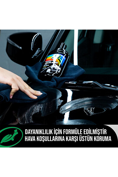 Turtle Wax Renkli Siyah Cila Parlatıcı Onarıcı Temizleyici 500 Ml + Pasta cila Süngeri + 3 Bez