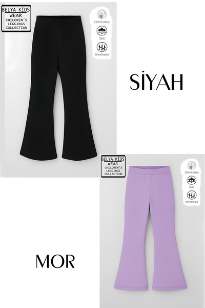 Belya Kids Wear 2 Li Pamuğa Pamuk Tam Kalıp Kız Çocuk İspanyol Tayt