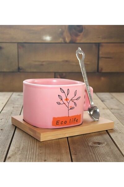 e-life shop طقم أكواب قهوة من السيراميك الحقيقي من إيكو لايف مع حامل مغناطيسي...