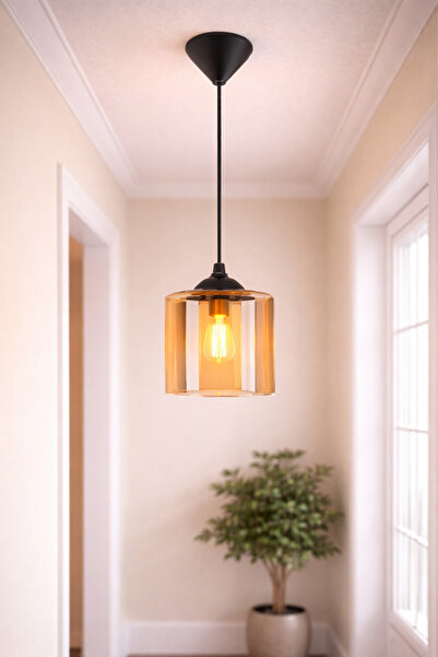 Uçar Çift Cam Modern Tasarım Hol Antre Yatak Odası Çocuk Odası Siyah Renk Bal...