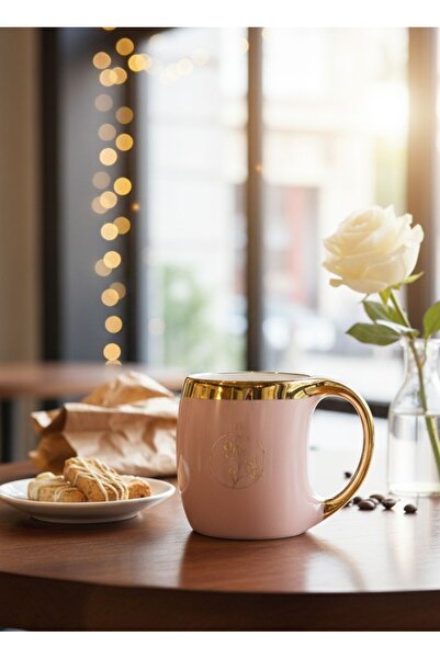 Paçi Gümüş Yaldızlı Tekli Kupa – Porselen Kahve & Çay Kupası – Şık Tasarımlı Günlük Kupa