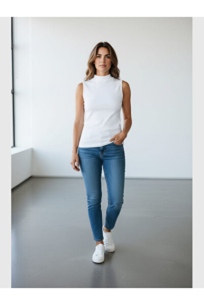 MODA Women's Stand Collar Soft Extra Flexible Zero Sleeve Bodysuit