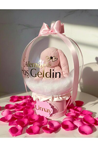 Kişiye Özel Mesajlı 35 cm Peluş Oyuncak | Hediye Balon Kutusu, Doğum Günü Yenidoğan Hediyesi