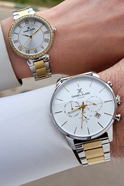 Daniel Klein Altın Metalik Renk 2 Yıl Garantili Sevgili Çift İki Kol Saati ST...