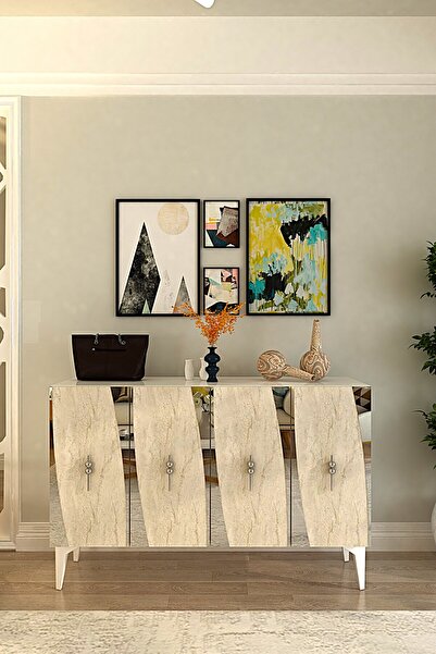 CENEYRA KA1213BTS ELİPS120 KONSOL, KAHVE KÖŞESİ ve TV SEHPASI BEYAZ-TRAVERTEN...