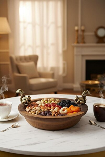 VERRA CONCEPT Squirrel-Shaped Presentation Tray Walnut Wood Handmade 19X6 Storage Container Breakfast Snack Presentation