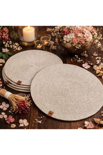 Naspar 6 Adet Açık Vizon Rengi Supla Seti, Modern Amerikan Servis, Şık Sunum Tabağı (32CM)