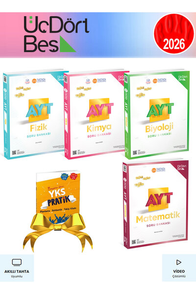 Üç Dört Beş Yayıncılık Ayt Sayısal Set Matematik - Fizik - Kimya - Biyoloji Güncel Baskı