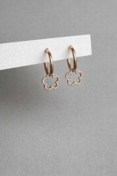 Owentis حلق فلورا من الفولاذ المقاوم للصدأ باللون الذهبي الوردي - لا يبهت -