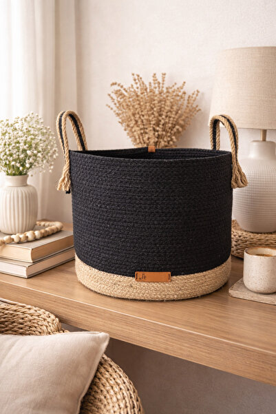 Naspar Декоративний кошик з джутовим ручкою / Кошик для брудного одягу Органа...