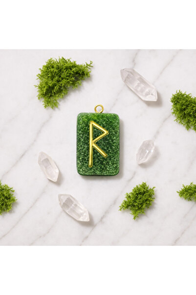 SCULTORE Raidho Rune Kolye – Yolculuk, Hareket ve Yaşam Döngüsü I Enerji Amulets I El Yapımı Reçine Kolye Ucu