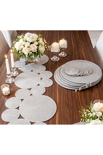 Naspar Runner de culoare gri argintiu - Coaster american de servire/Masa/Cons...