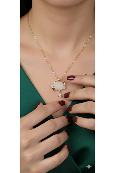 NAS fashion Kadın Gold Şimşek Bulut Çelik Kolye