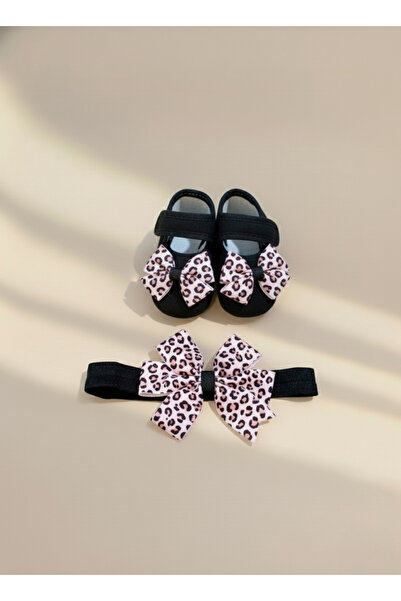 lilico Black Lilac Bow Detail Bandana Newborn Booties