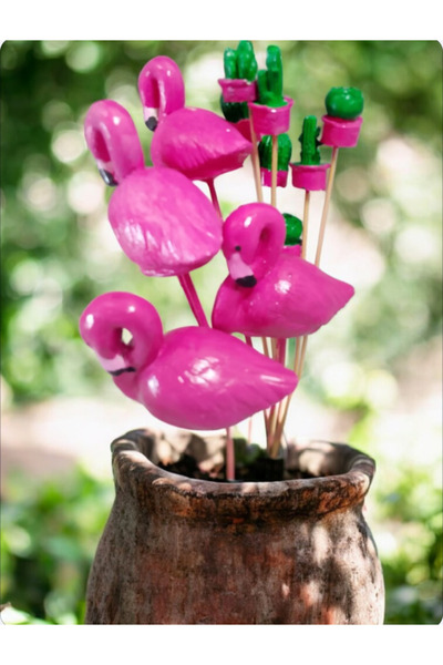 PESA PeSaPe DeCoR Flamingo Saksı Süsü 4 flamingo 8 kaktüs set