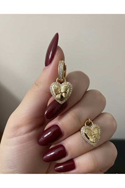 XUPING JEWELRY Jeweler's Series Heart with Butterfly Ring Steel Earrings