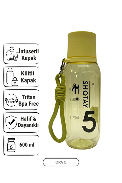 ORVO زجاجة مياه تريتان ديتوكس – 600 مل، خالية من مادة BPA، مع مصفاة فواكه، مع...