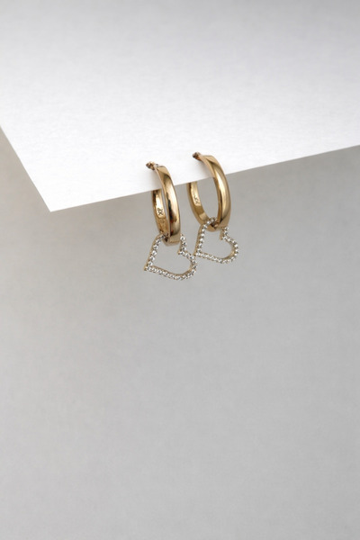 Owentis أقراط من الفولاذ المقاوم للصدأ على شكل قلب من حجر الورد الذهبي - لا ت...