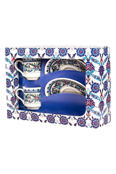 E orient طقم فناجين قهوة تركية من الخزف بنمط البلاط لشخصين 4 قطع