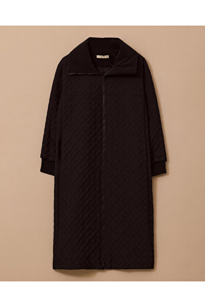 Gala-Xi Büyük Beden Kapitone Fermuarlı Pardesü