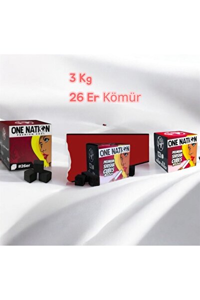 One Nation 26 mm Hindistan Cevizi Kare Kömür 3 kg – Uzun Süreli Yüksek Perfor...