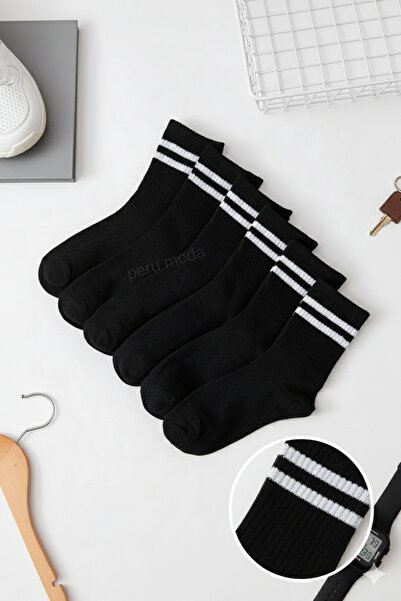 peru moda 6 Çift Kolej Tenis Çorap Seti Pamuklu 4 Mevsim Unisex Set
