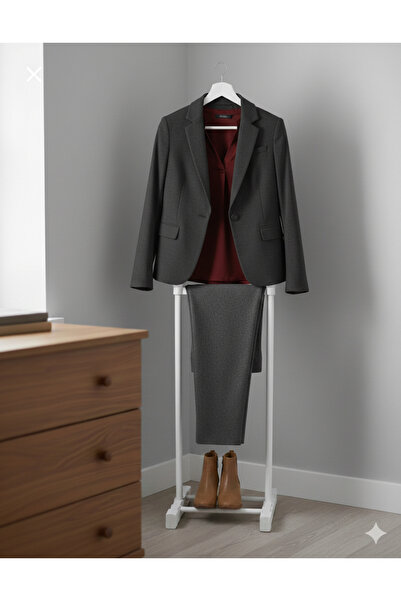 AsKamp As kamp Tek Tepeli Dilsiz Uşak Yükselik Ayarlanabilir Elbise Askısı Beyaz Yükseklik Ayarı