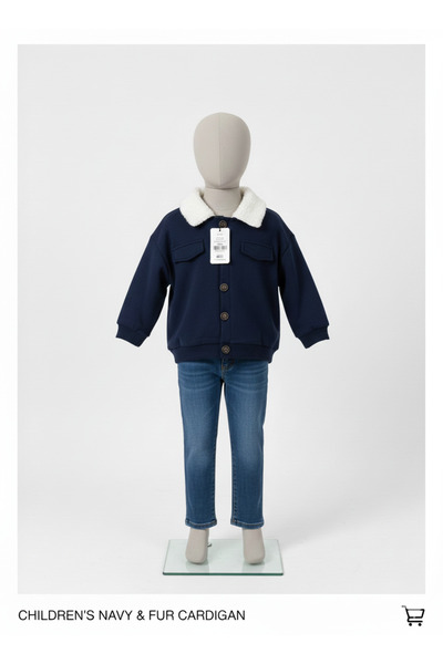 Butik Erkek Çocuk Içi Kürklü Hırka (lacivert Renk )