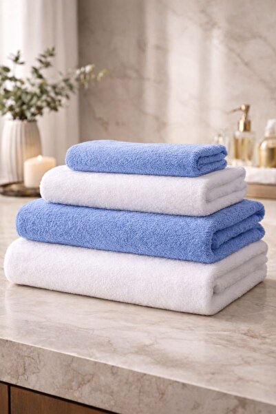 Elaganya Σετ πετσετών μπλε και λευκό, βαμβακερές πετσέτες, πετσέτες μπάνιου, ...