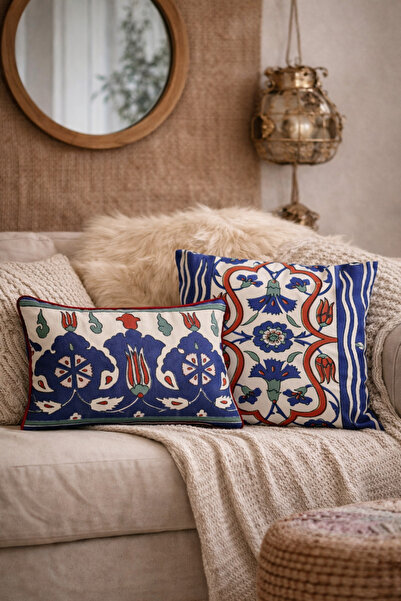 Alacastore Παραδοσιακή Μοτίβο Πλακάκι 2 τεμαχίων Κάλυμμα μαξιλαριού