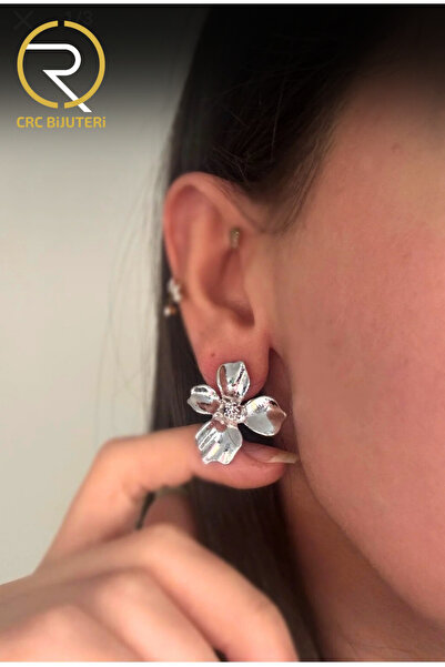Crc Bijuteri Women's Patterned Flower Earrings