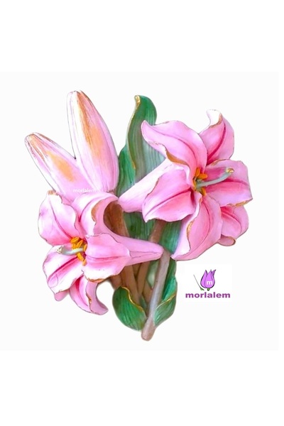 morlalem m 25cm Dev Lilyum Zambak Çiçeği Silikon Kalıp K-463, Polyester Taş T...