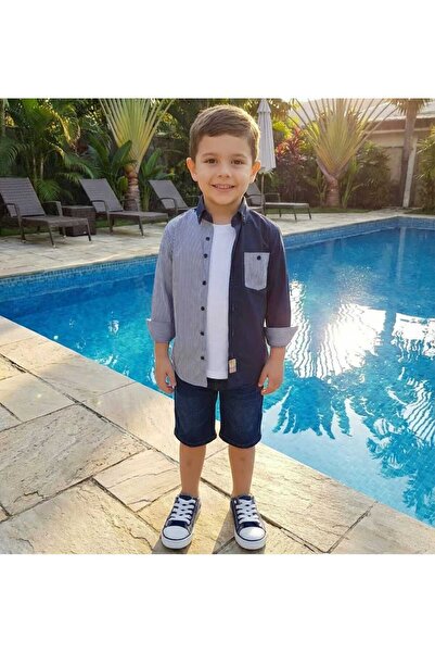 Louis Kids قميص للأولاد بأكمام طويلة وقماش مزدوج