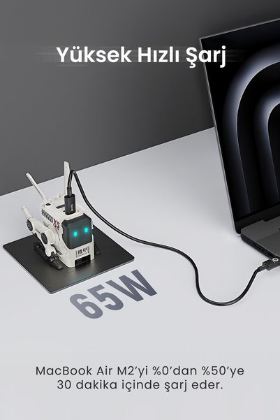 Gravastar Gravastar Charger Alpha65 65W GaN  - Dawn White, EU/UK Plug,2 USB-C PD & 1 USB-A,Fast Charge.