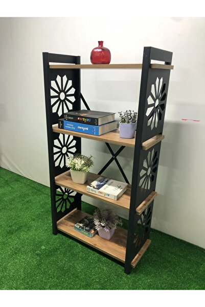 adımshops Desenli, Lazer Kesim, Metal, 4'lü Raf,çiçeklik,kitaplık, Dolap