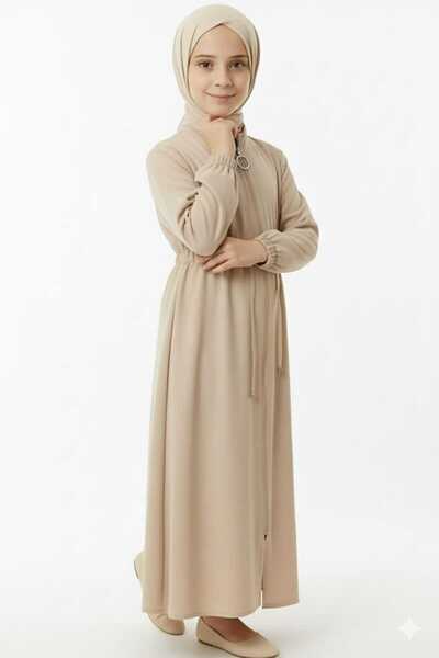 MİSMOLY Medine İpeği Beli Lastikli Bağcıklı Çocuk Ferace