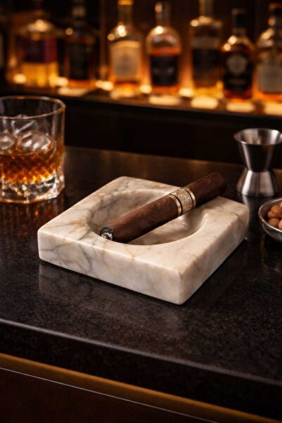 Concept ONYX by CEHRELI Natural Stone Square Marble Cigar Ashtray Gift Decora...