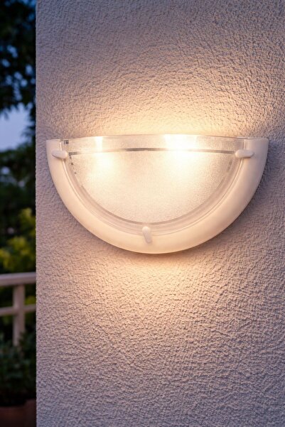 Üçler Plastik Duvar Aplik, Beyaz Yarım Aplik