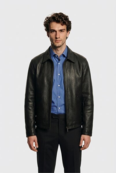 Elle Shoes Siyah Deri Erkek Ceket