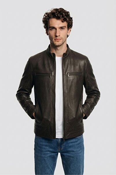 Elle Shoes Kahve Deri Erkek Ceket